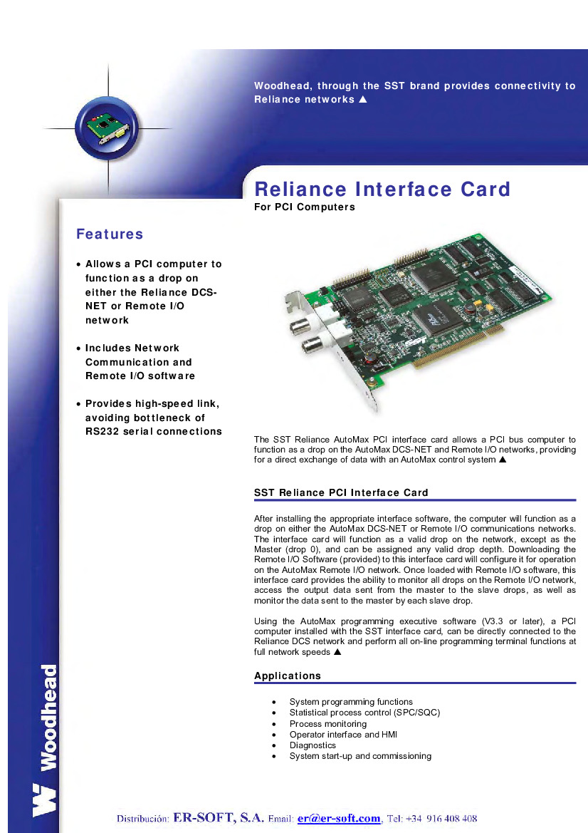 First Page Image of Woodhead Reliance 5136-RE2-PCI SST PCI Interface Card Manual PDF.pdf